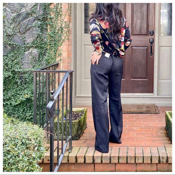 BEST FITTING BLACK SIDE POCKETS WIDE LEG PANTS - Picture 7 of 8